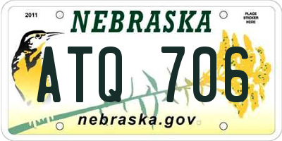 NE license plate ATQ706