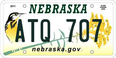 NE license plate ATQ707
