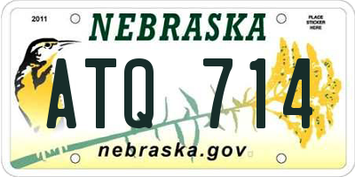 NE license plate ATQ714