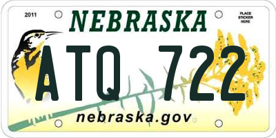 NE license plate ATQ722