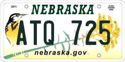 NE license plate ATQ725