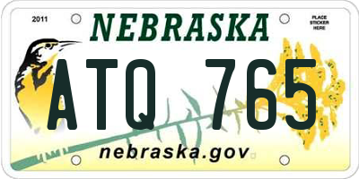 NE license plate ATQ765
