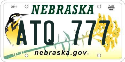NE license plate ATQ777
