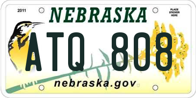 NE license plate ATQ808