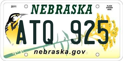 NE license plate ATQ925