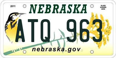 NE license plate ATQ963