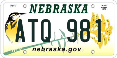 NE license plate ATQ981