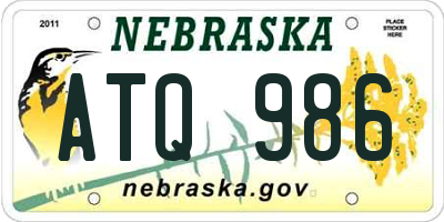 NE license plate ATQ986