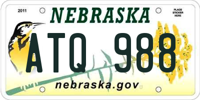 NE license plate ATQ988