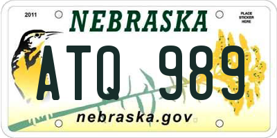 NE license plate ATQ989