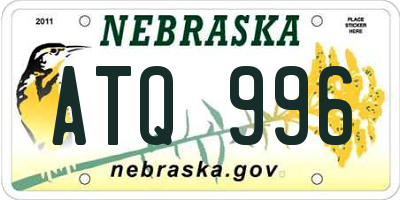 NE license plate ATQ996