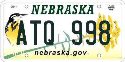NE license plate ATQ998