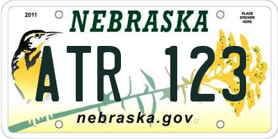 NE license plate ATR123