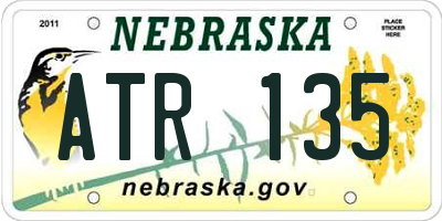 NE license plate ATR135