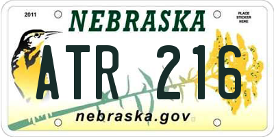 NE license plate ATR216