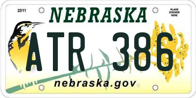 NE license plate ATR386