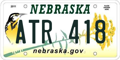 NE license plate ATR418