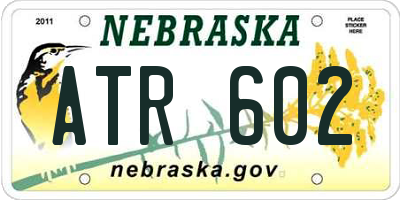 NE license plate ATR602