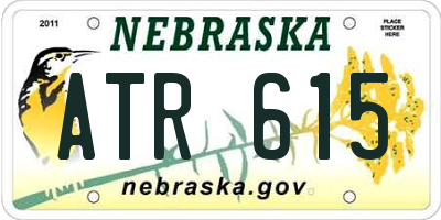NE license plate ATR615