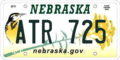 NE license plate ATR725