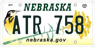 NE license plate ATR758