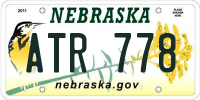NE license plate ATR778