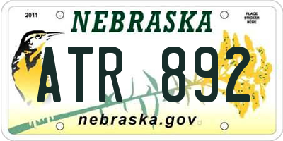 NE license plate ATR892