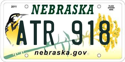NE license plate ATR918