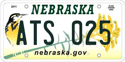 NE license plate ATS025