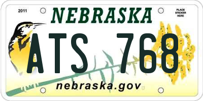 NE license plate ATS768