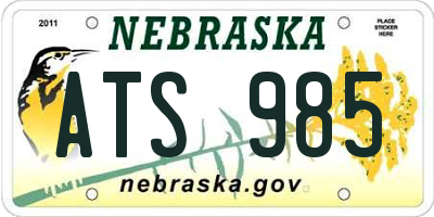 NE license plate ATS985
