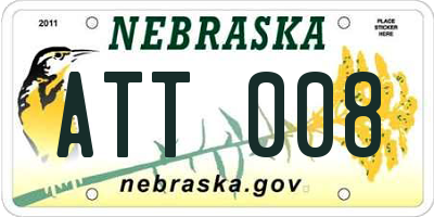 NE license plate ATT008