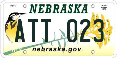 NE license plate ATT023