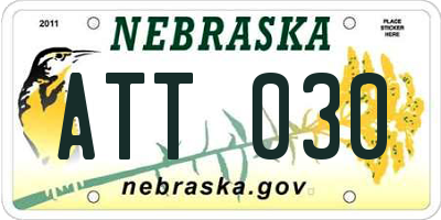 NE license plate ATT030