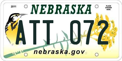 NE license plate ATT072