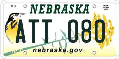 NE license plate ATT080