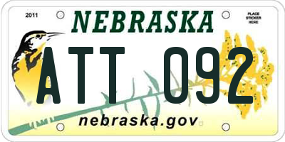 NE license plate ATT092