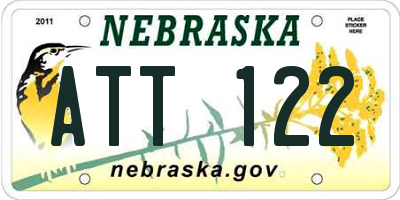 NE license plate ATT122