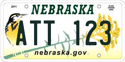 NE license plate ATT123
