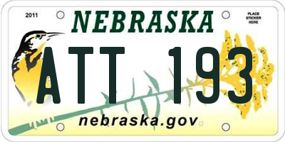 NE license plate ATT193