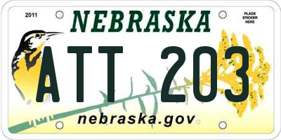 NE license plate ATT203