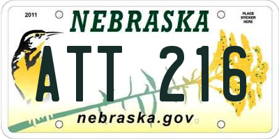 NE license plate ATT216