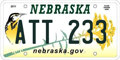 NE license plate ATT233