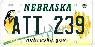 NE license plate ATT239