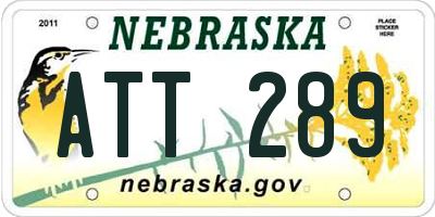 NE license plate ATT289