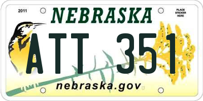 NE license plate ATT351