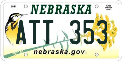 NE license plate ATT353