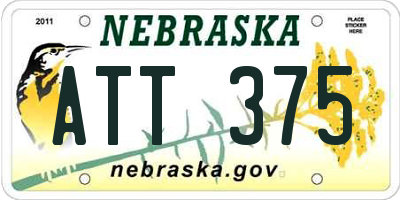 NE license plate ATT375