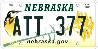 NE license plate ATT377