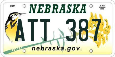 NE license plate ATT387